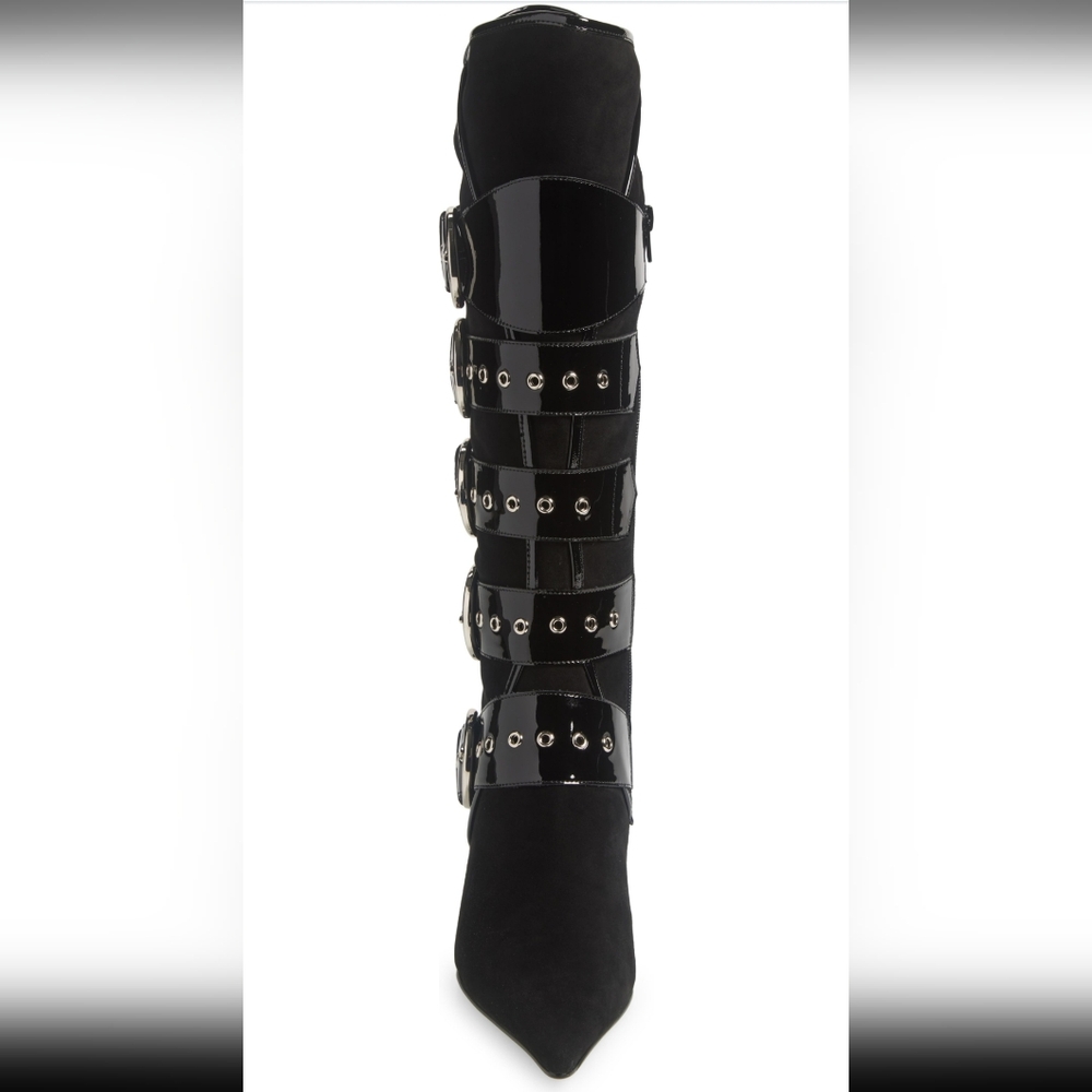 Jeffert Campbell Seatbelt Suede Patent Leather Boots Buckle Designer #61 - Picture 10 of 15